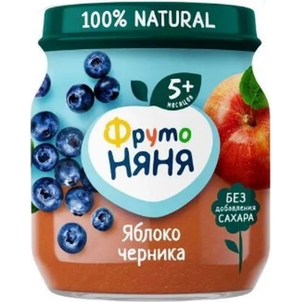 Пюре ФрутоНяня яблоко-черника 100 г с 5 месяцев