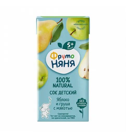 Сок ФрутоНяня из яблок и груш с мякотью 0,2 л с 5 месяцев Сок ФрутоНяня из яблок и груш с мякотью 0,2 л с 5 месяцев