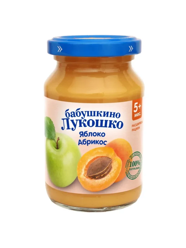 Пюре Бабушкино лукошко яблоко и абрикос 190г с 5 месяцев Пюре Бабушкино лукошко яблоко и абрикос 190г с 5 месяцев