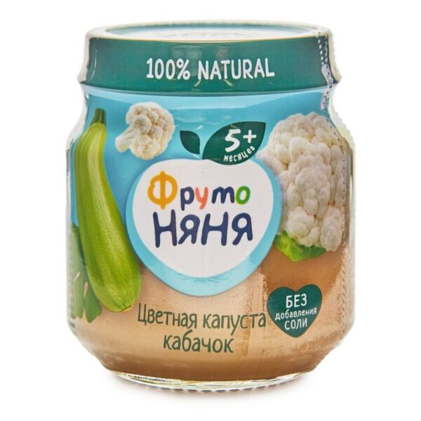 Пюре ФрутоНяня цветная капуста-кабачок 110 гр. с 5 месяцев. Пюре ФрутоНяня цветная капуста-кабачок 110 гр. с 5 месяцев.