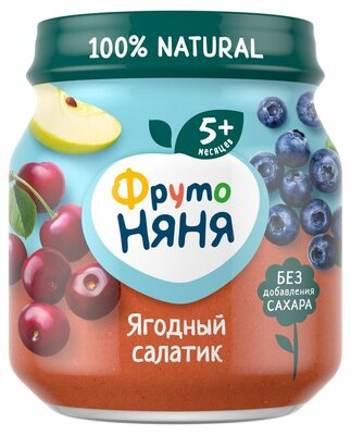 Пюре ФрутоНяня ягодный салатик 100 г с 5+ месяцев