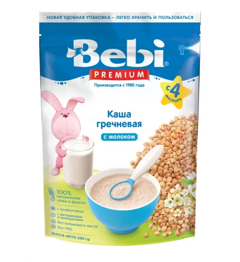 Каша Bebi Premium молочная гречка 200 г с 4 месяцев Каша Bebi Premium молочная гречка 200 г с 4 месяцев