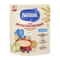 Каша молочная Nestle мультизлаковая яблоко-черника-малина 200г с 6 месяцев