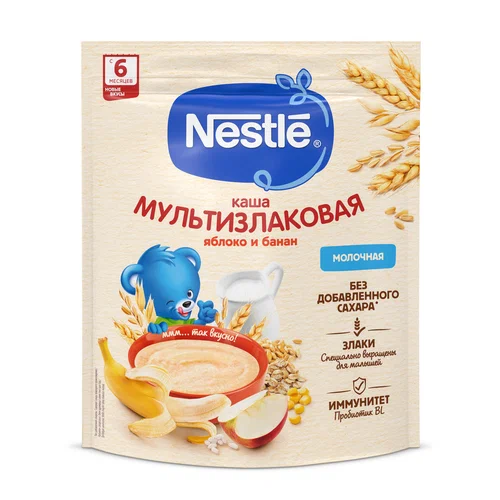 Каша молочная Nestle мультизлаковая яблоко-банан 200г с 6месяцев
