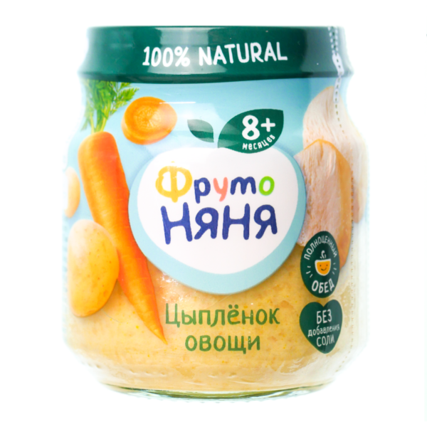 Пюре ФрутоНяня  цыпленок овощи  100 гр с 8+месяцев
