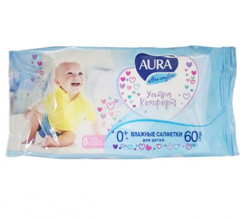 AURA ULTRA COMFORT Влажные салфетки для детей 60 шт. AURA ULTRA COMFORT Влажные салфетки для детей 60 шт.