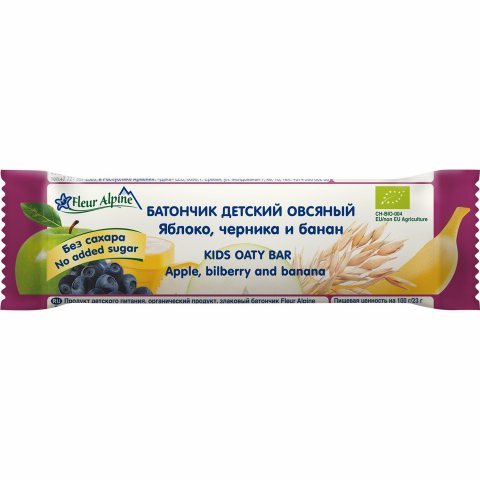Батончик Fleur Alpine Органик злаковый овсяный с яблоком черникой и бананом 23г с 3 лет Батончик Fleur Alpine Органик злаковый овсяный с яблоком черникой и бананом 23г с 3 лет