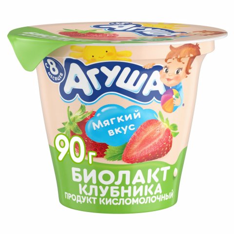 Биолакт Агуша клубника 3% 90г с 8 месяцев Биолакт Агуша клубника 3% 90г с 8 месяцев