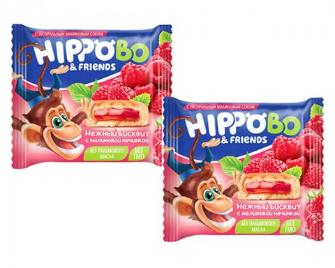 Бисквитное пирожное «HIPPOBO» с малиновой начинкой, 32 г Бисквитное пирожное «HIPPOBO» с малиновой начинкой, 32 г