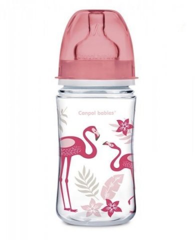 Бутылочка Canpol Jungle PP EasyStart с широким горлышком, антиколиковая, 35/227, 240 мл, 3м+, коралл Бутылочка Canpol Jungle PP EasyStart с широким горлышком, антиколиковая, 35/227, 240 мл, 3м+, коралл