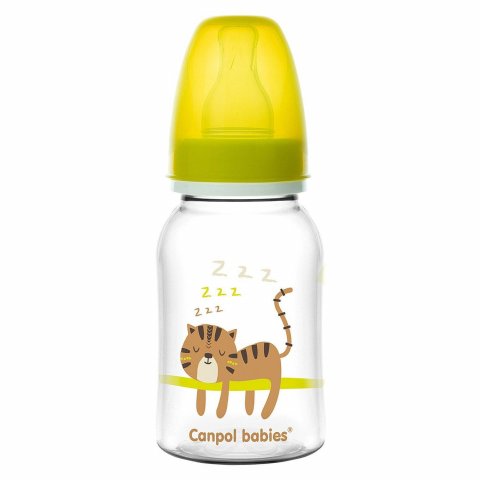 Бутылочка для кормления Canpol Babies PP с узким горлышком 120 мл, 3+ AFRICA, цвет:желтый Бутылочка для кормления Canpol Babies PP с узким горлышком 120 мл, 3+ AFRICA, цвет:желтый