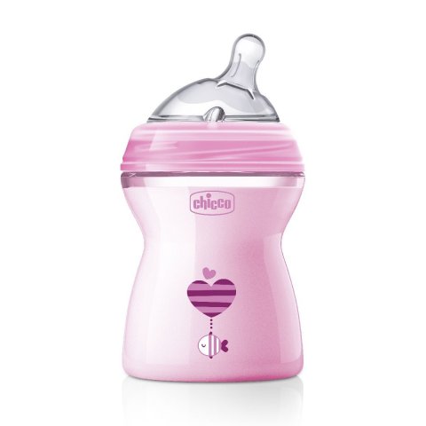 Бутылочка для кормления Chicco Natural Feeling с наклоном 0+ 150 мл розовая Бутылочка для кормления Chicco Natural Feeling с наклоном 0+ 150 мл розовая