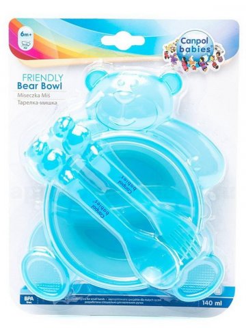 Canpol babies / Тарелка с крышкой, вилкой и ложкой Медвежонок, 6+, цвет: голубой Canpol babies / Тарелка с крышкой, вилкой и ложкой Медвежонок, 6+, цвет: голубой