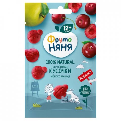 Фруктовые кусочки из яблок и вишни 15г 12+ Фруктовые кусочки из яблок и вишни 15г 12+