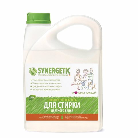 Гель для стирки SYNERGETIC цветного белья 2.75 л Synergetic Гель для стирки SYNERGETIC цветного белья 2.75 л Synergetic