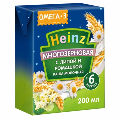 Heinz Кашка молочная Многозерновая с Липой и Ромашкой, 6мес+, 200 мл Heinz Кашка молочная Многозерновая с Липой и Ромашкой, 6мес+, 200 мл