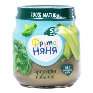 Пюре ФрутоНяня брокколи-кабачок110 гр. с 5+ месяцев Пюре ФрутоНяня брокколи-кабачок110 гр. с 5+ месяцев