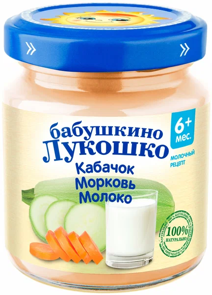 Пюре Бабушкино лукошко кабачок-морковь-молоко 100г с 6+ месяцев Пюре Бабушкино лукошко кабачок-морковь-молоко 100г с 6+ месяцев