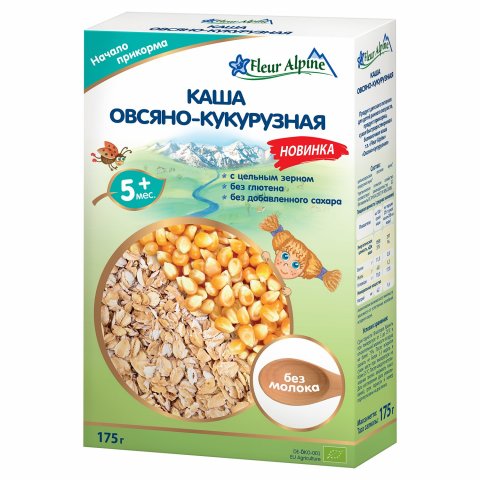 Каша безмолочная Fleur Alpine овсяно-кукурузная 175 г с 5 месяцев Каша безмолочная Fleur Alpine овсяно-кукурузная 175 г с 5 месяцев