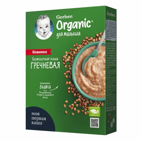 Каша безмолочная Gerber Organic гречневая 180г с 4месяцев Каша безмолочная Gerber Organic гречневая 180г с 4месяцев