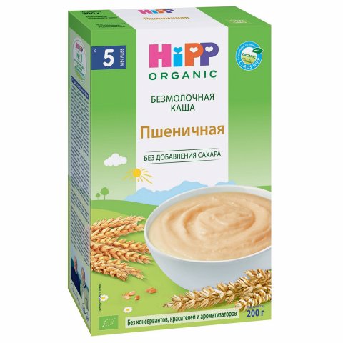 Каша безмолочная Hipp органическая зерновая пшеничная 200г с 5месяцев Каша безмолочная Hipp органическая зерновая пшеничная 200г с 5месяцев