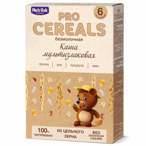 Каша безмолочная Nutrilak Premium Procereals мультизлаковая 200г с 6месяцев