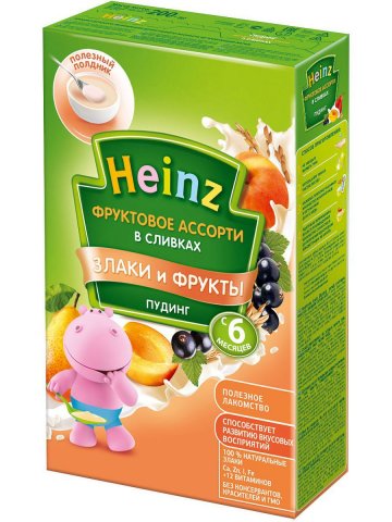 Каша Heinz молочный, пудинг, фруктовое ассорти в сливках, с 6 месяцев, 200 г Каша Heinz молочный, пудинг, фруктовое ассорти в сливках, с 6 месяцев, 200 г