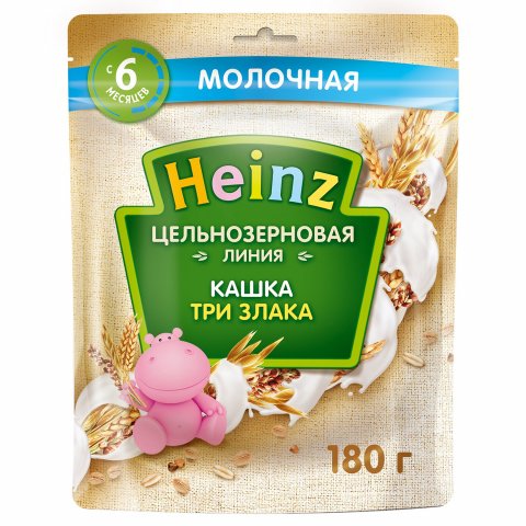 Каша Heinz цельнозеровая 3 злака 180г с 6 месяцев Каша Heinz цельнозеровая 3 злака 180г с 6 месяцев
