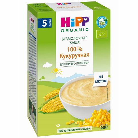 Каша Hipp безмолочная кукуруза 200г с 5месяцев Каша Hipp безмолочная кукуруза 200г с 5месяцев
