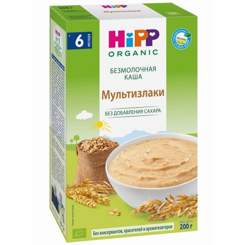 Каша Hipp безмолочная зерновая мультизлак 200г с 6месяцев Каша Hipp безмолочная зерновая мультизлак 200г с 6месяцев
