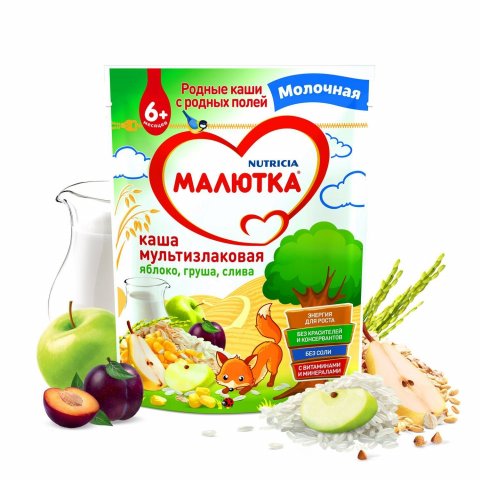 Каша Малютка мультизлаковая-яблоко-груша-слива 220г с 6месяцев Каша Малютка мультизлаковая-яблоко-груша-слива 220г с 6месяцев