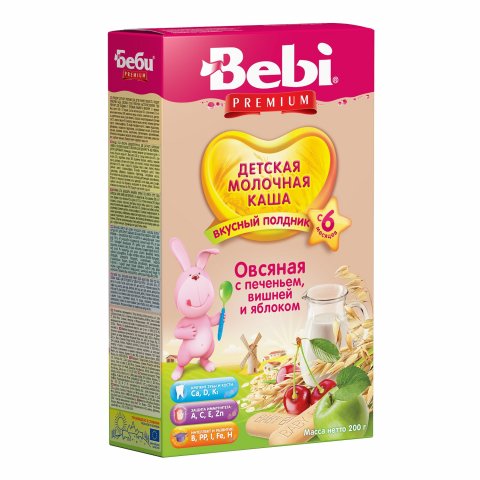 Каша молочная Bebi Premium Premium печенье c вишней и яблоком 200г с 6месяцев Каша молочная Bebi Premium Premium печенье c вишней и яблоком 200г с 6месяцев