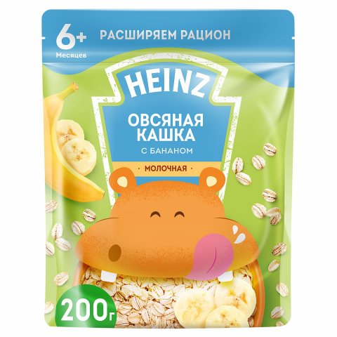 Каша молочная Heinz овсяная с бананом 200г с 6месяцев Каша молочная Heinz овсяная с бананом 200г с 6месяцев