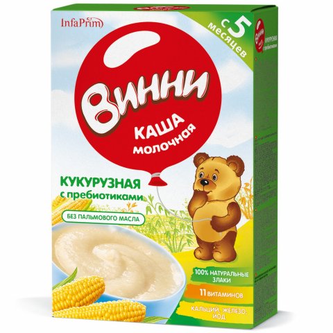 Каша Винни молочная кукурузная с пребиотиком 200г с 5месяцев Каша Винни молочная кукурузная с пребиотиком 200г с 5месяцев