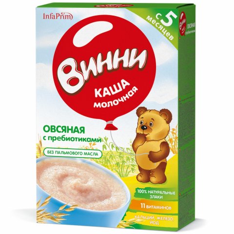 Каша Винни молочная овсяная с пребиотиком 200г с 5месяцев Каша Винни молочная овсяная с пребиотиком 200г с 5месяцев