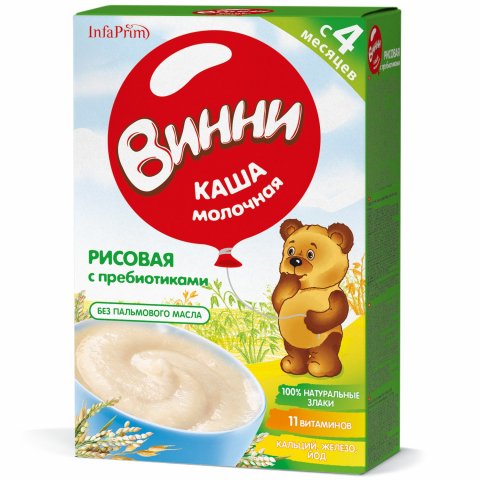Каша Винни молочная рисовая с пребиотиком 200 г с 4месяцев Каша Винни молочная рисовая с пребиотиком 200 г с 4месяцев