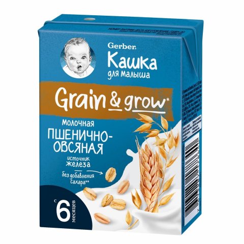 Кашка молочная Gerber пшенично-овсяная 200 мл с 6 месяцев Кашка молочная Gerber пшенично-овсяная 200 мл с 6 месяцев