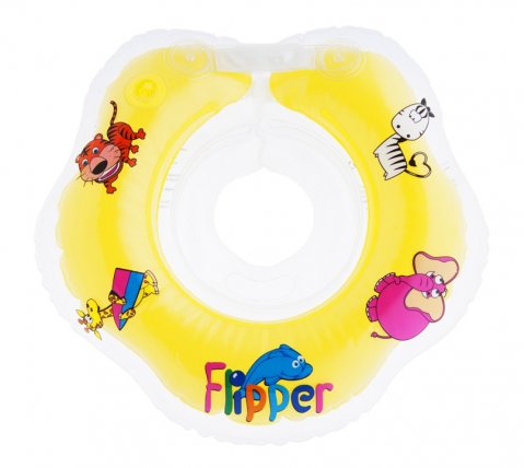 Круг для новорожденных и малышей надувной на шею Flipper от ROXY-KIDS, цвет желтый Круг для новорожденных и малышей надувной на шею Flipper от ROXY-KIDS, цвет желтый