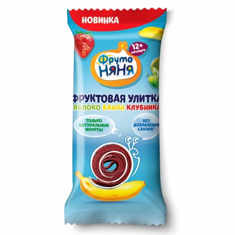 Кусочки фруктовые ФрутоНяня Улитки из яблок бананов и клубники 15г с 12 месяцев Кусочки фруктовые ФрутоНяня Улитки из яблок бананов и клубники 15г с 12 месяцев