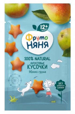 Кусочки фруктовые ФрутоНяня яблоко-груша 15г с 12 месяцев Кусочки фруктовые ФрутоНяня яблоко-груша 15г с 12 месяцев