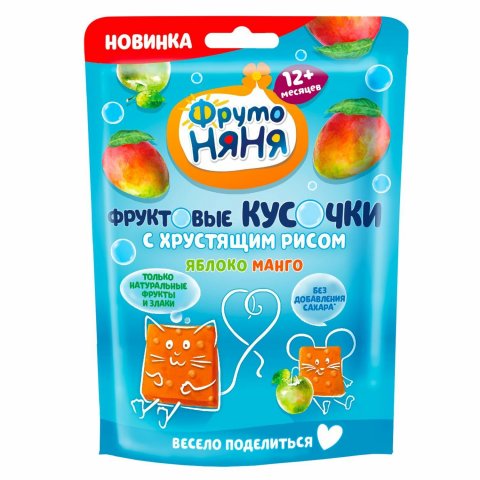 Кусочки фруктовые ФрутоНяня яблоко-манго-хрустящий рис 42г с 12 месяцев Кусочки фруктовые ФрутоНяня яблоко-манго-хрустящий рис 42г с 12 месяцев