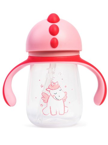 Little Angel / Детский поильник с трубочкой Дино розовый 280 мл Little Angel / Детский поильник с трубочкой Дино розовый 280 мл