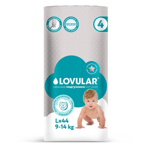 Lovular -подгузники Hot Wind L 9-14 кг, 44 шт Lovular -подгузники Hot Wind L 9-14 кг, 44 шт