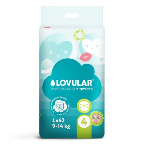 Lovular Трусики-подгузники Sweet kiss L (9-14 кг) 42 шт. Lovular Трусики-подгузники Sweet kiss L (9-14 кг) 42 шт.