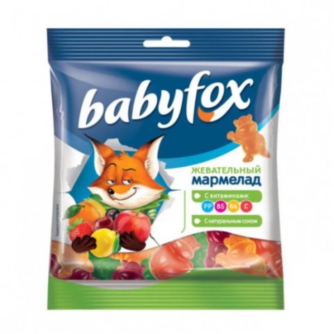 Мармелад Baby Fox, жевательный, с соком ягод и фруктов, 70 гр Мармелад Baby Fox, жевательный, с соком ягод и фруктов, 70 гр