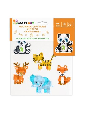 Maxi Art / Алмазная мозаика/Стразами Набор из 6 Стикеров со Стразами Животные 20х20см Maxi Art / Алмазная мозаика/Стразами Набор из 6 Стикеров со Стразами Животные 20х20см