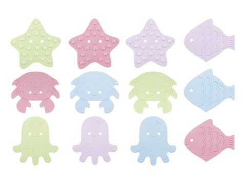 Мини-коврики детские противоскользящие для ванной SEA ANIMALS от ROXY-KIDS, 12 шт, цвета в ассортименте Мини-коврики детские противоскользящие для ванной SEA ANIMALS от ROXY-KIDS, 12 шт, цвета в ассортименте