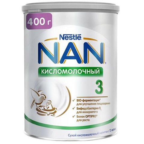 Молочко NAN 3 кисломолочный 400г с 12месяцев Молочко NAN 3 кисломолочный 400г с 12месяцев