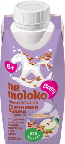 Nemoloko Каша гречневая безмолочная с яблоком 200 мл от 6 месяцев Nemoloko Каша гречневая безмолочная с яблоком 200 мл от 6 месяцев