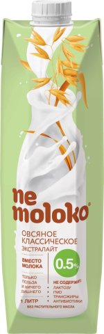 Nemoloko овсяное классическое Экстралайт 1 л 0,5% Nemoloko овсяное классическое Экстралайт 1 л 0,5%
